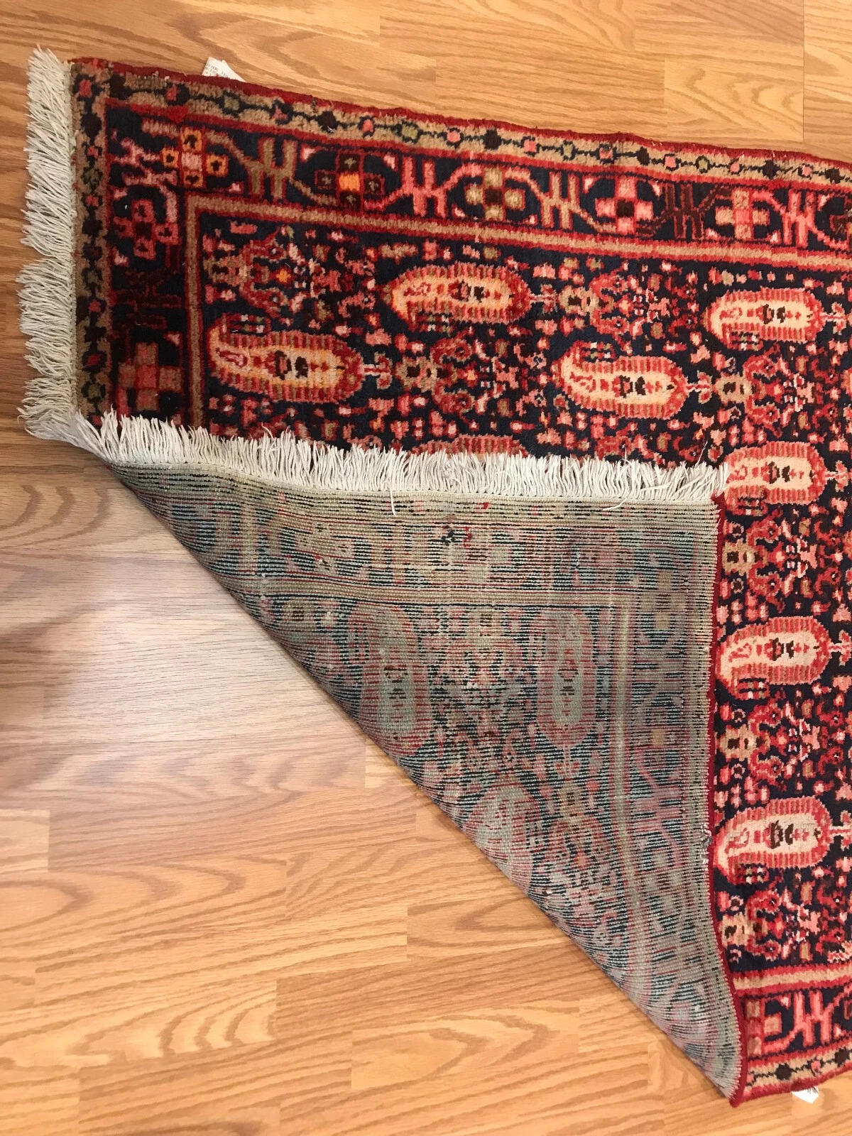 4.2 x 6.9 Vintage Tribal Geometric Red 100% Wool Vegetable Dye Rug