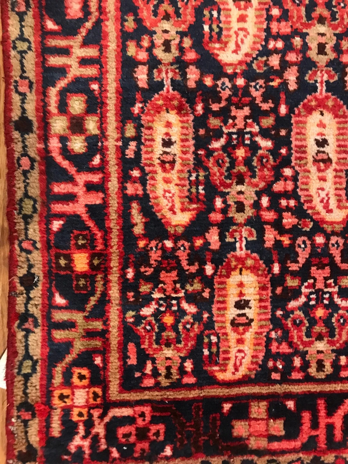 4.2 x 6.9 Vintage Tribal Geometric Red 100% Wool Vegetable Dye Rug