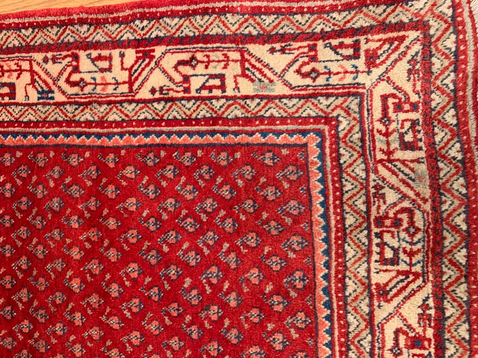 4.1 x 6.10 Persian Tribal Red/Navy 100% Wool Hand Made Rug Vegetable Dye