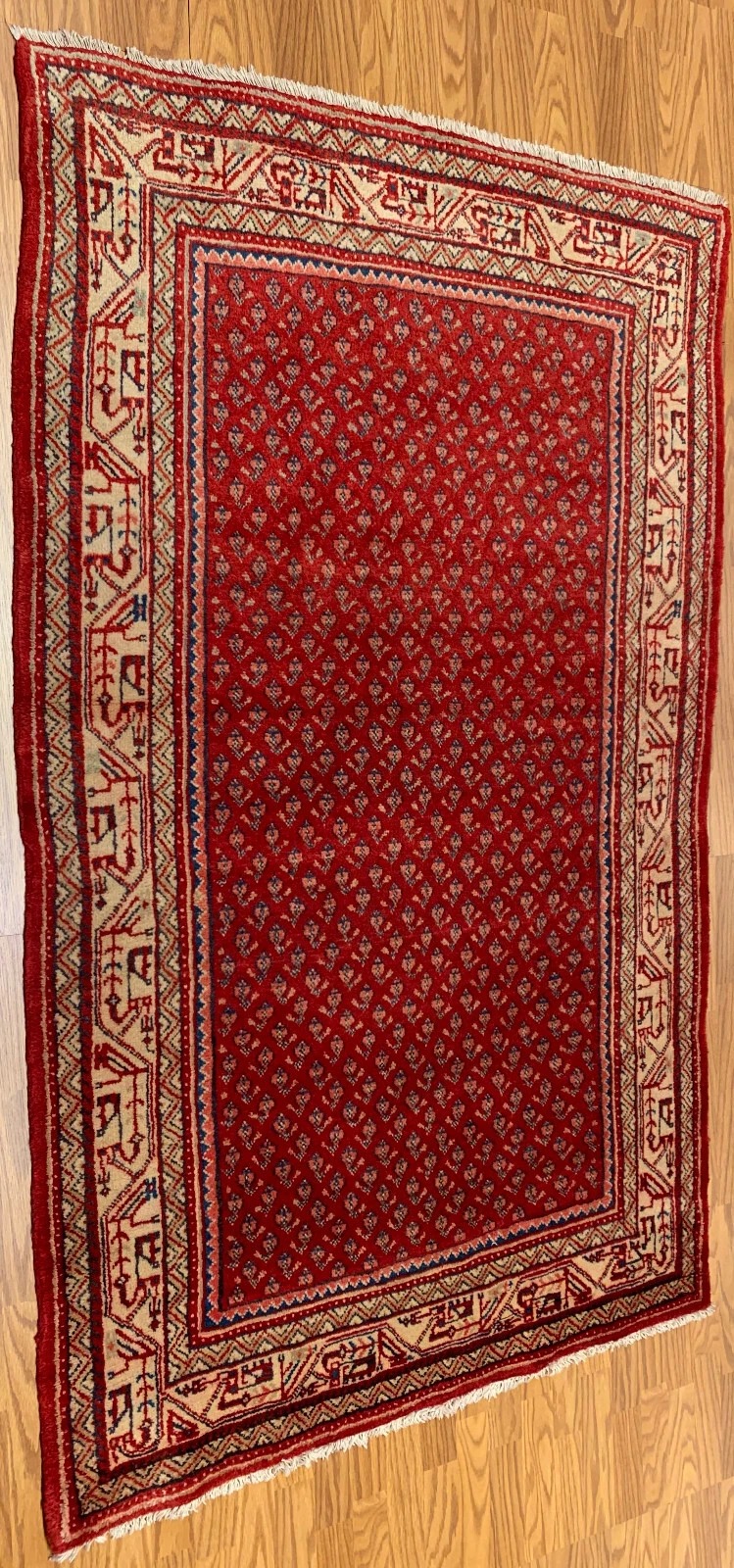 4.1 x 6.10 Persian Tribal Red/Navy 100% Wool Hand Made Rug Vegetable Dye
