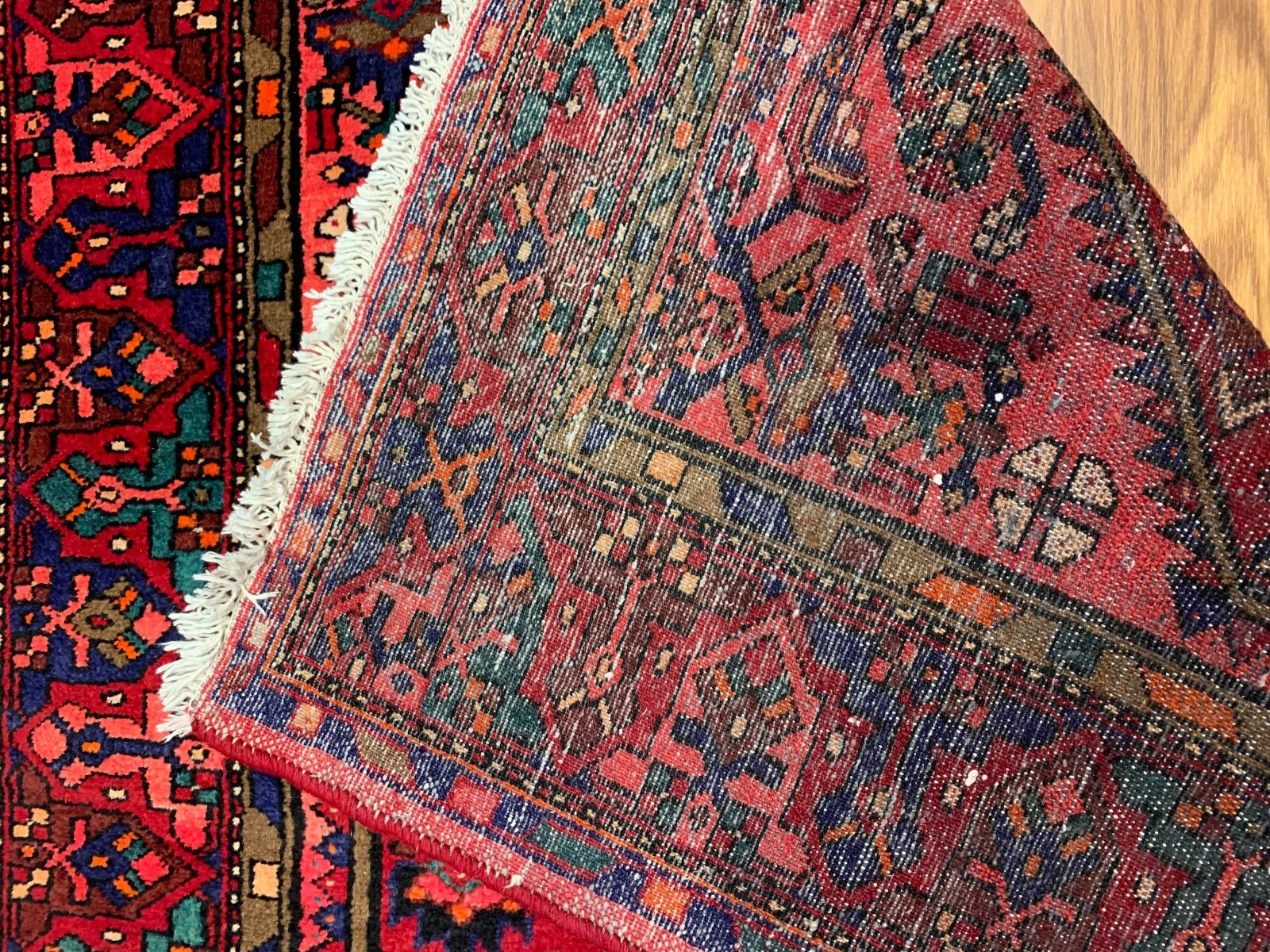 4.7 x 7.6 Vintage Tribal Red 100% Wool Hand Made Rug Vegetable Dye