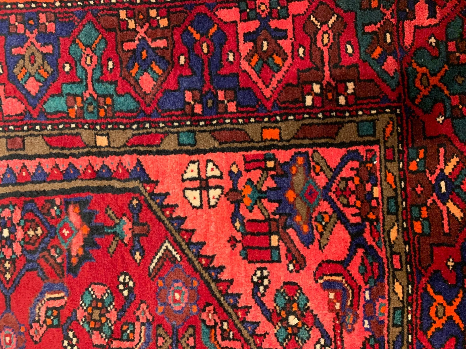 4.7 x 7.6 Vintage Tribal Red 100% Wool Hand Made Rug Vegetable Dye