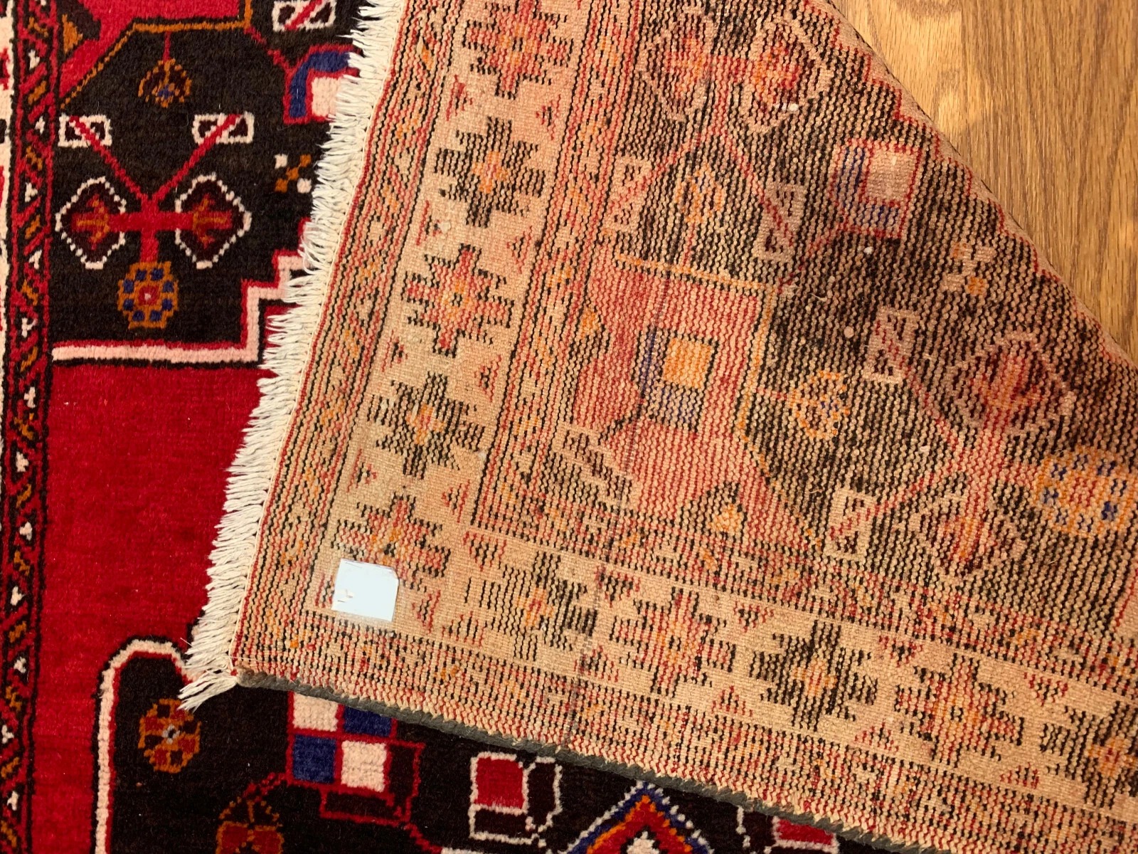 4.2 x 6.6 ft Vintage Tribal Red 100% Wool Vegetable Dye Rug