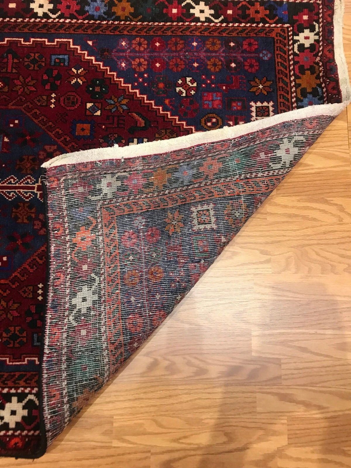 4.2 x 6.5 Vintage Tribal Geometric Red 100% Wool Vegetable Dye Rug
