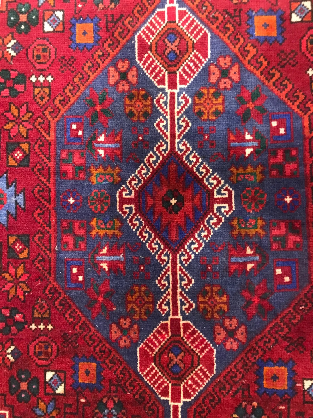 4.2 x 6.5 Vintage Tribal Geometric Red 100% Wool Vegetable Dye Rug