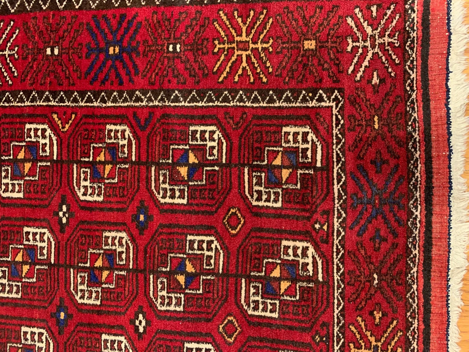4 x 7.7 ft Vintage Tribal Red 100% Wool Vegetable Dye Rug