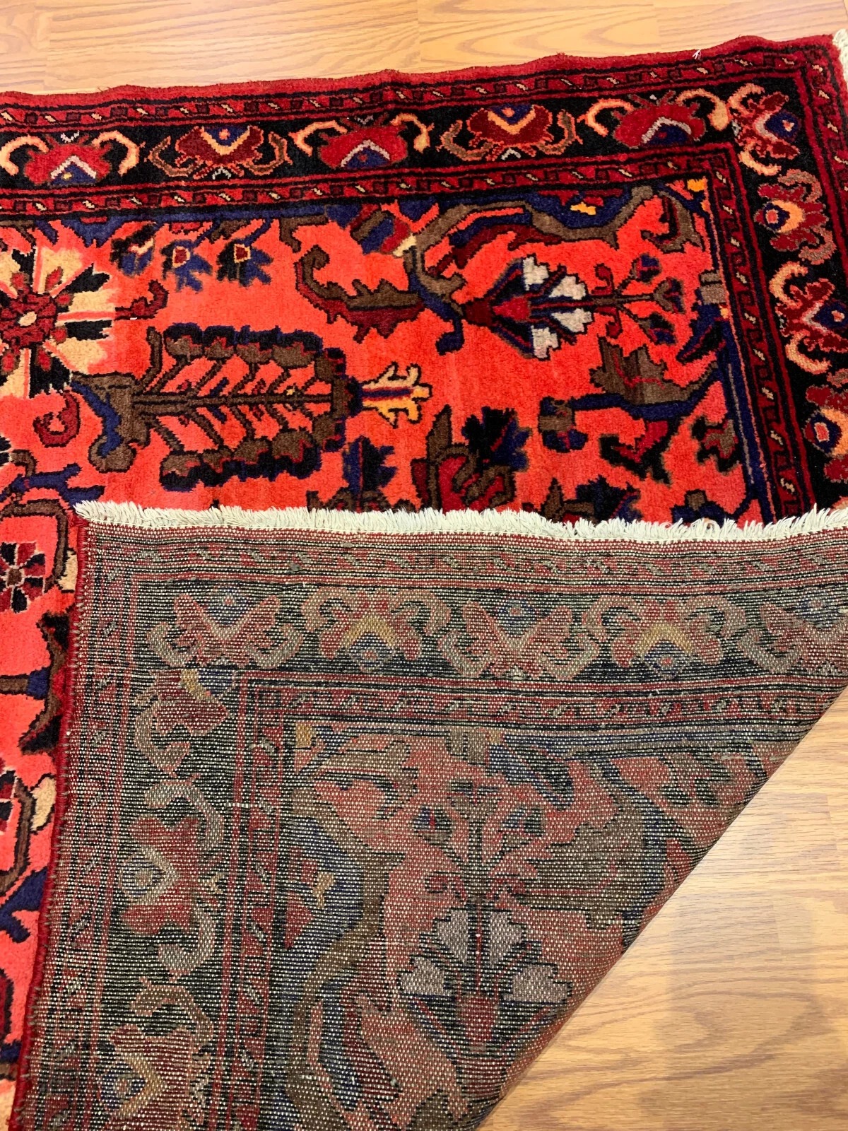 5 X 7.10 Vintage Tribal Red Hand Knotted 100% Wool Vegetable Dye Rug