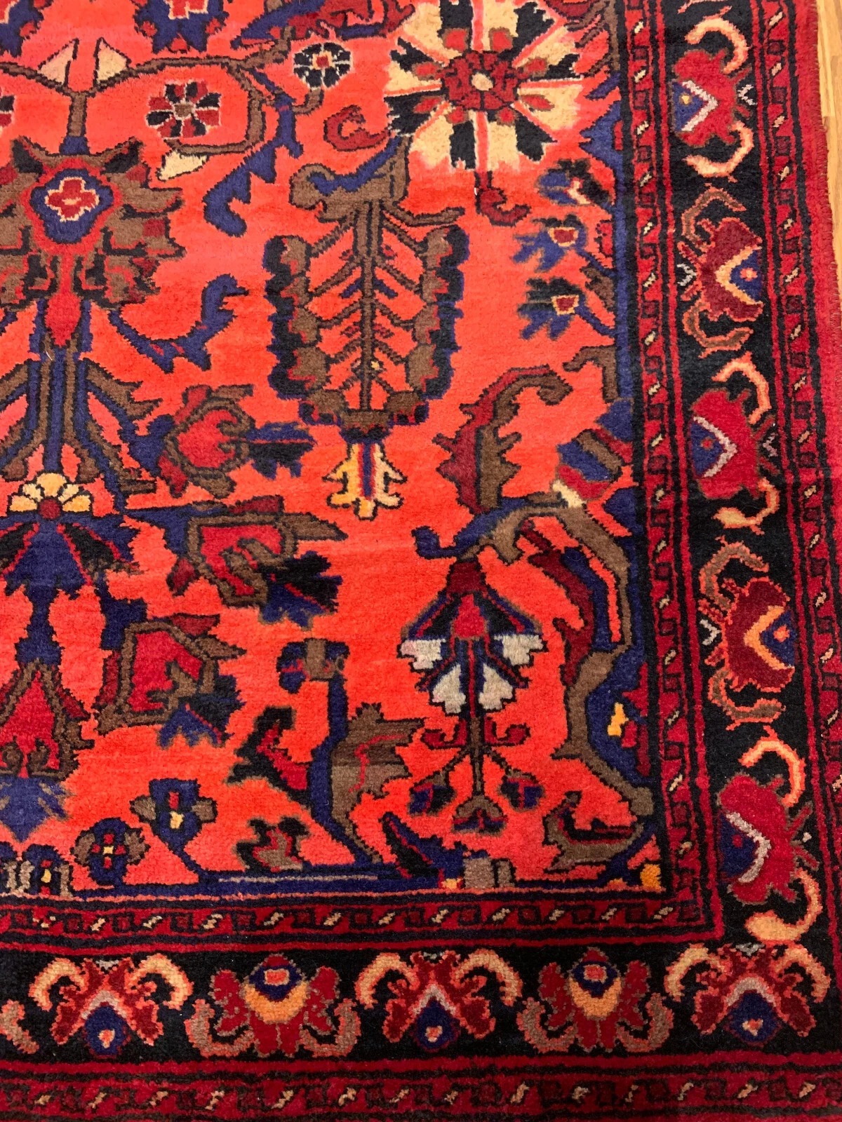 5 X 7.10 Vintage Tribal Red Hand Knotted 100% Wool Vegetable Dye Rug