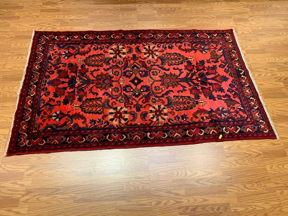 5 X 7.10 Vintage Tribal Red Hand Knotted 100% Wool Vegetable Dye Rug