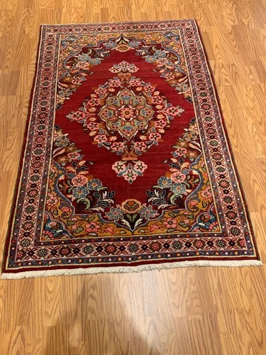 4.4 X 6.5 Vintage Traditional Red Hand Knotted 100% Wool Vegetable Dye Rug