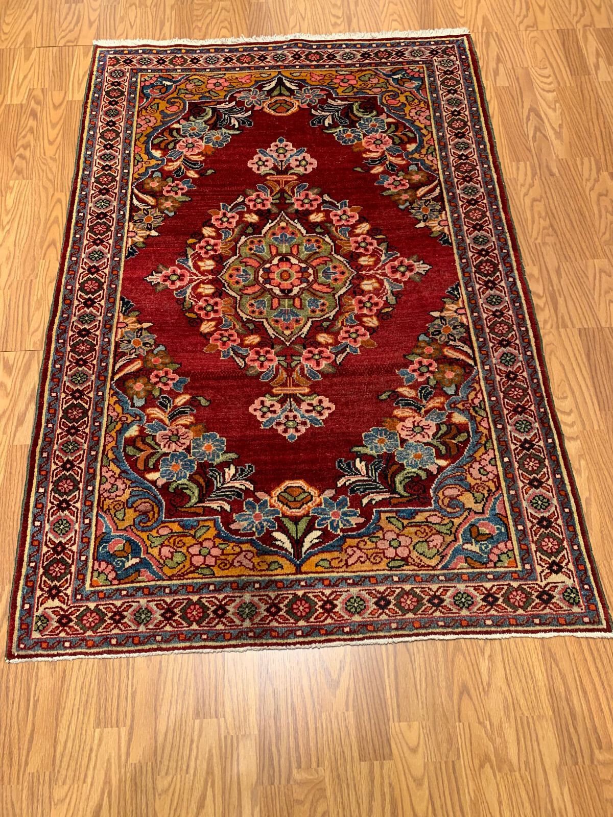 4.4 X 6.5 Vintage Traditional Red Hand Knotted 100% Wool Vegetable Dye Rug