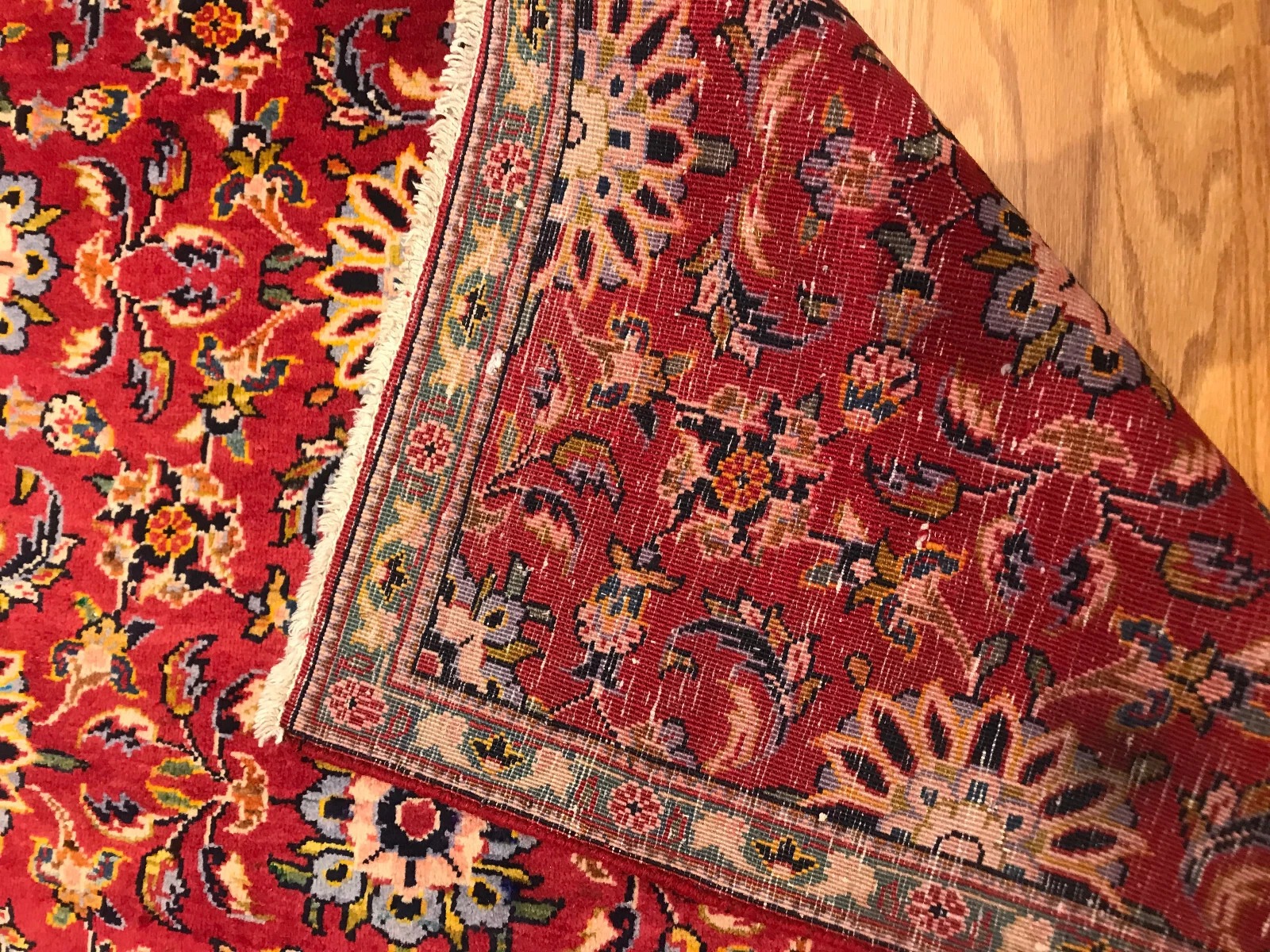 4.4 x 7.2 Vintage Tribal Floral Red Geometric 100% Wool Vegetable Dye