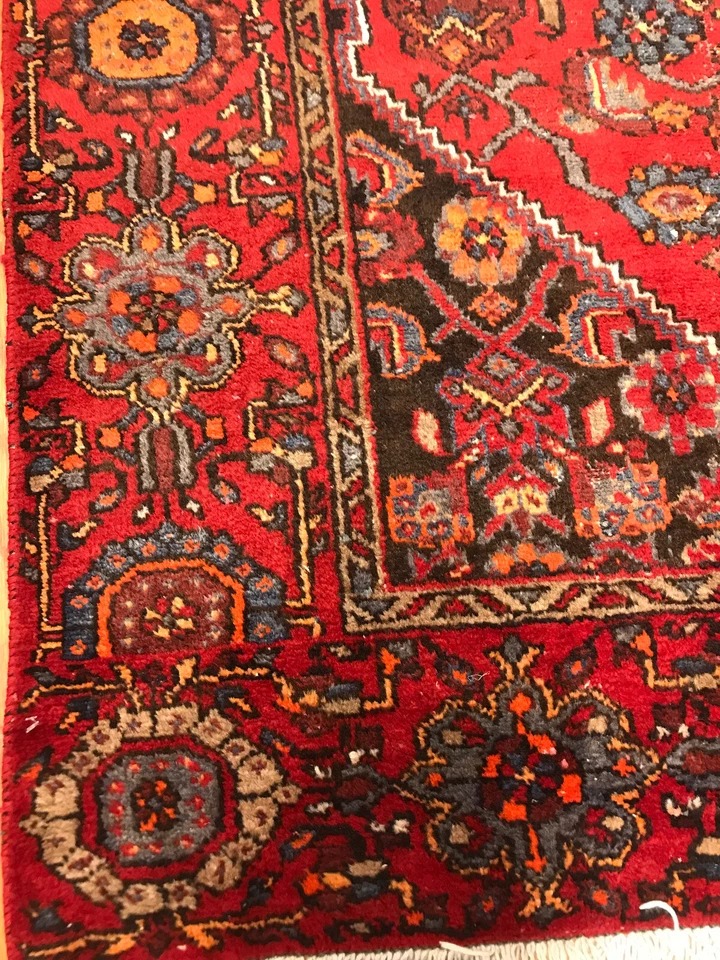 4.4 x 6.7 Vintage Tribal Geometric Red 100% Wool Vegetable Dye