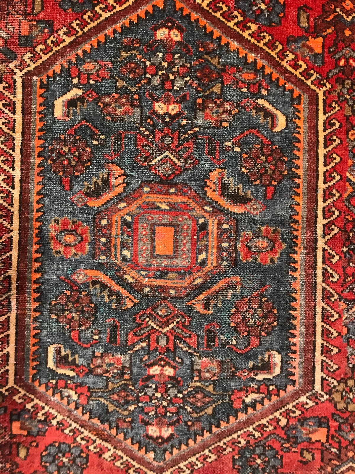 4.4 x 6.7 Vintage Tribal Geometric Red 100% Wool Vegetable Dye
