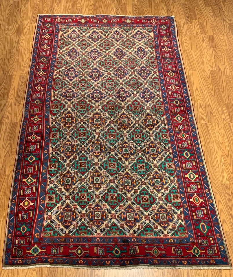 5.4 x 9.5 Vintage Hand Knotted 100% Wool Vegetable Dye Area Rug