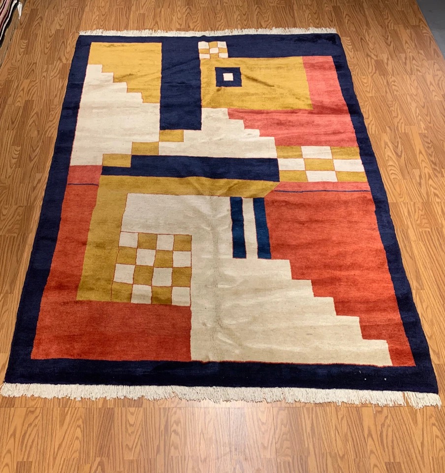 7 x 9.6 Vintage Hand Knotted 100% Wool Vegetable Dye Area Rug