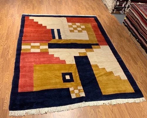 7 x 9.6 Vintage Hand Knotted 100% Wool Vegetable Dye Area Rug