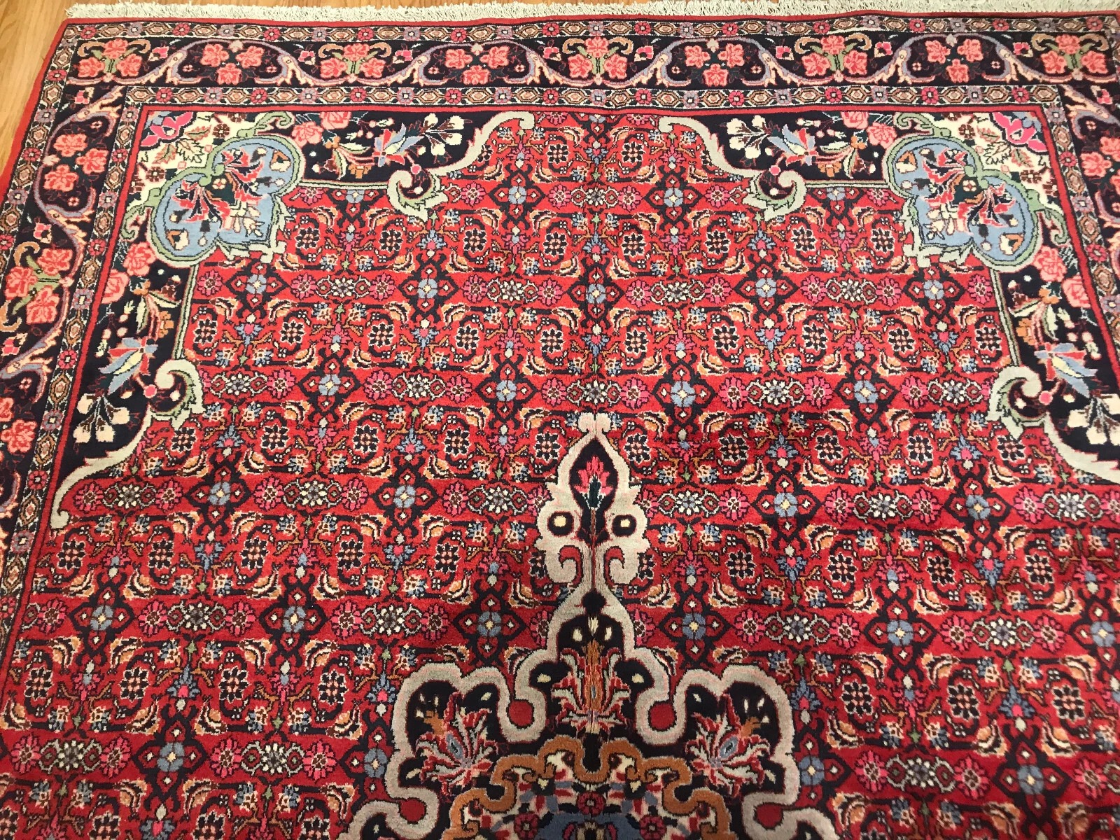 7.1 x 10.5 Vintage 100% Wool Hand Knotted Area Rug