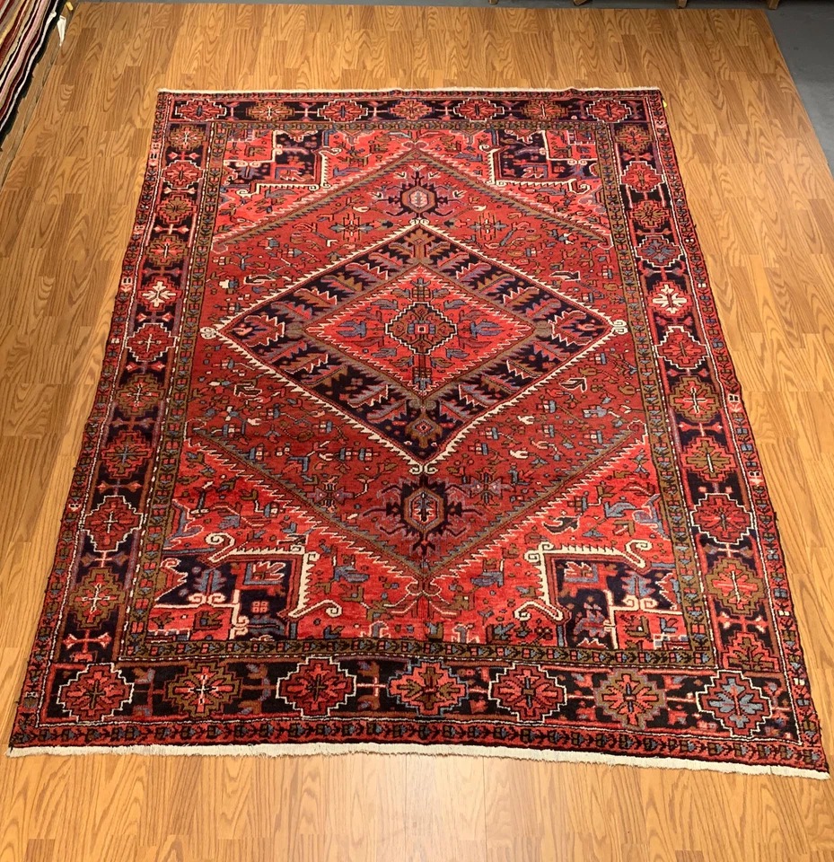 7.3 x9.8 Vintage Hand Knotted 100% Wool Vegetable Dye Area Rug