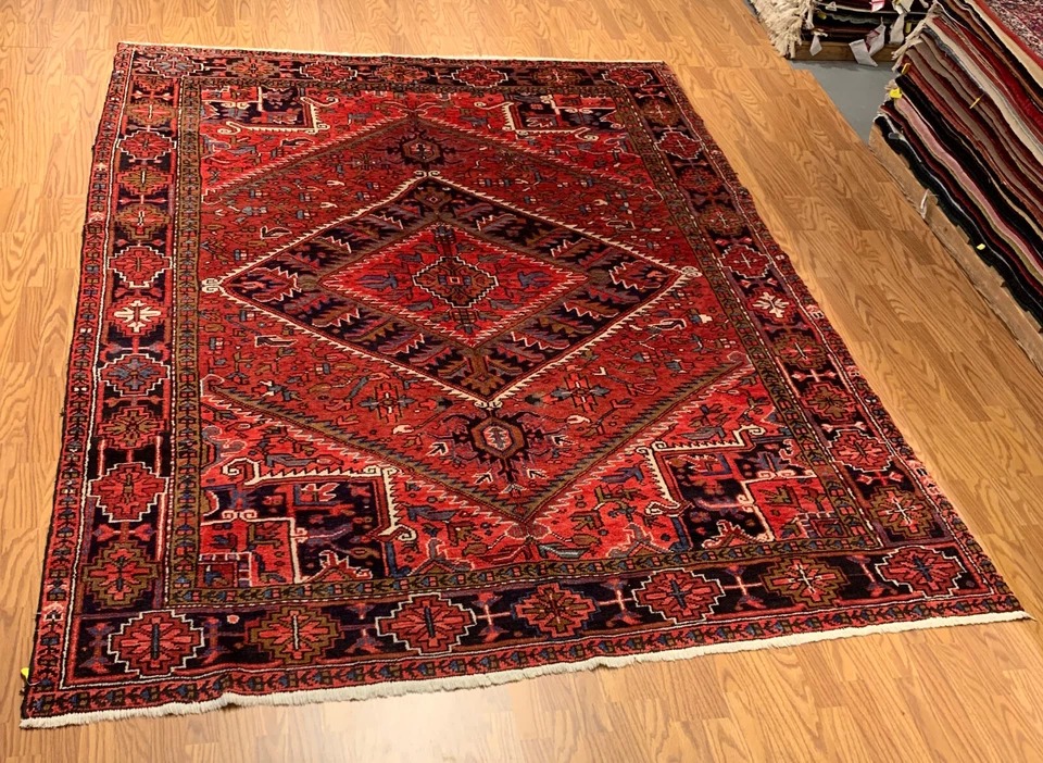 7.3 x9.8 Vintage Hand Knotted 100% Wool Vegetable Dye Area Rug