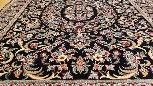 8 x 10 Black Indo Aubusson Hand Knotted Wool Oriental Rug