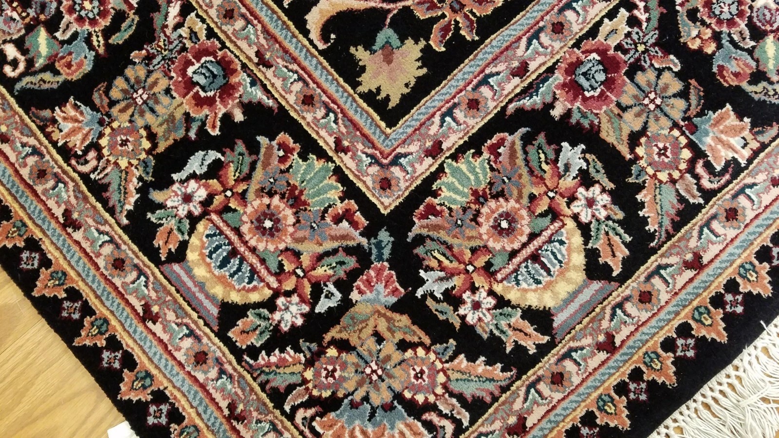 8 x 10 Black Indo Aubusson Hand Knotted Wool Oriental Rug