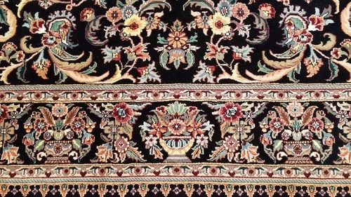 8 x 10 Black Indo Aubusson Hand Knotted Wool Oriental Rug