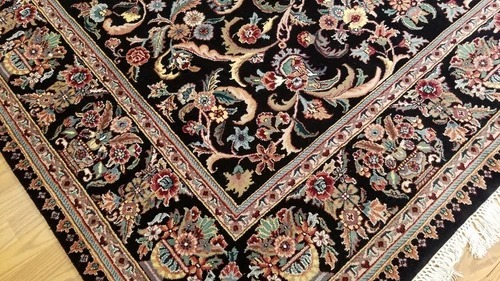 8 x 10 Black Indo Aubusson Hand Knotted Wool Oriental Rug