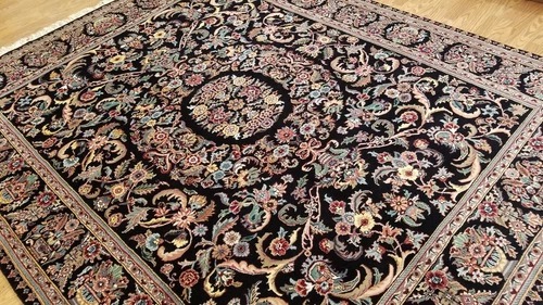 8 x 10 Black Indo Aubusson Hand Knotted Wool Oriental Rug