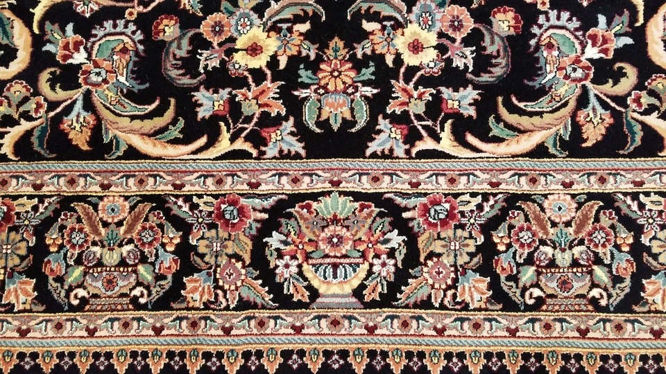 8 x 10 Black Indo Aubusson Hand Knotted Wool Oriental Rug