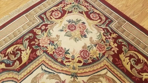 9 x 12 Burgundy Hand woven French Aubusson 100% wool Area rug