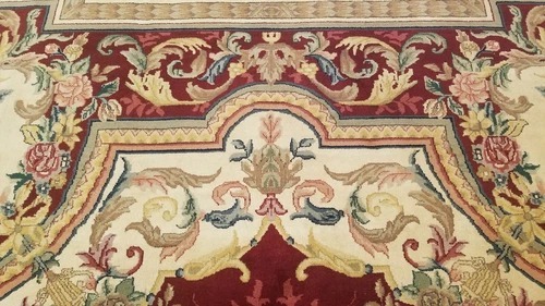 9 x 12 Burgundy Hand woven French Aubusson 100% wool Area rug