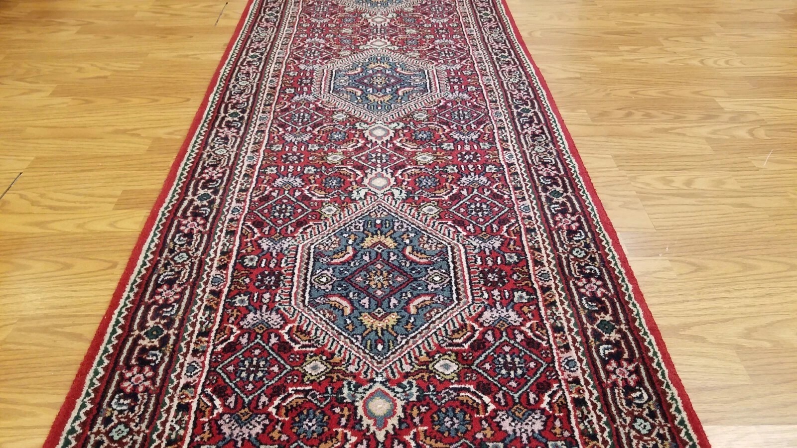 2.6 x 10 Red & Navy Indo Hand Knotted Wool Oriental rug