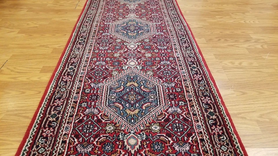 2.6 x 10 Red & Navy Indo Hand Knotted Wool Oriental rug