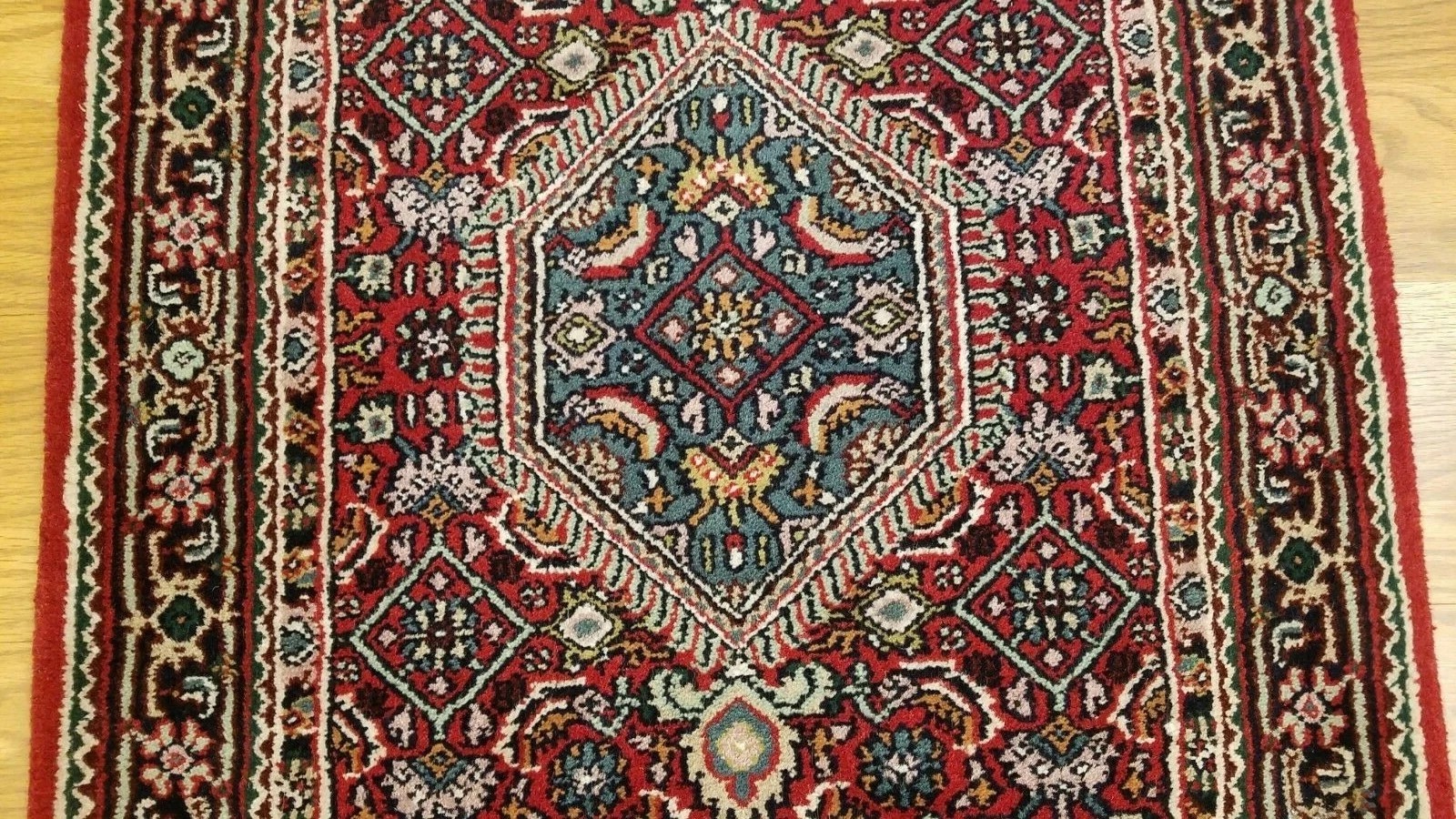 2.6 x 10 Red & Navy Indo Hand Knotted Wool Oriental rug