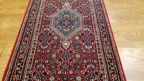 2.6 x 10 Red & Navy Indo Hand Knotted Wool Oriental rug