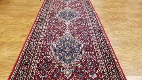 2.6 x 10 Red & Navy Indo Hand Knotted Wool Oriental rug
