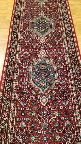 2.6 x 10 Red & Navy Indo Hand Knotted Wool Oriental rug