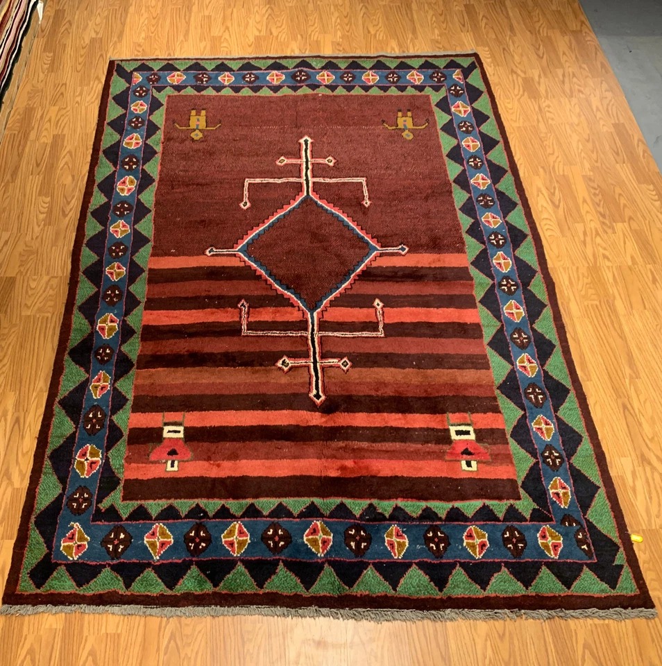 7.2 x 10.1 Vintage Hand Knotted 100% Wool Vegetable Dye Area Rug