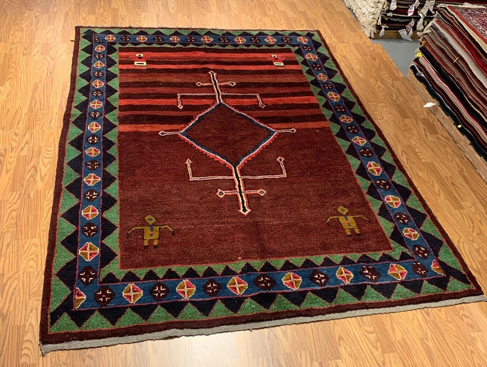 7.2 x 10.1 Vintage Hand Knotted 100% Wool Vegetable Dye Area Rug