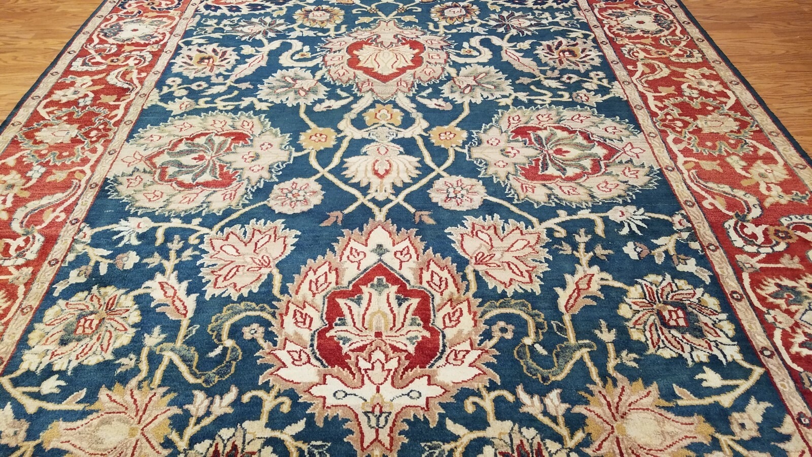 8 x 10 Royal Blue Indo Sultanabad Hand Knotted Wool Rug