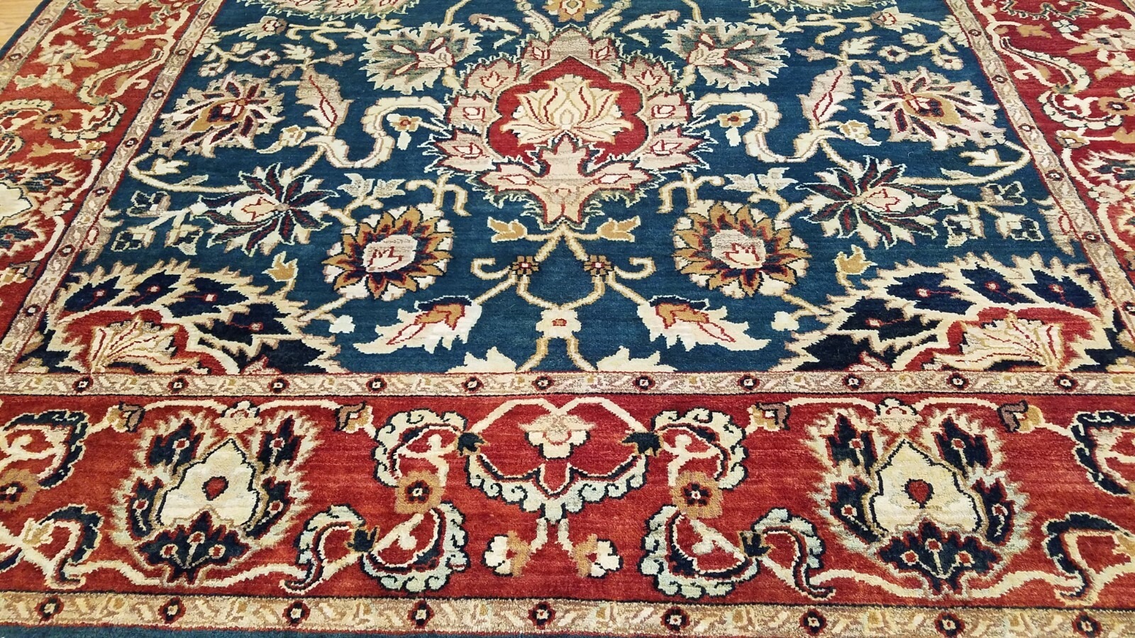 8 x 10 Royal Blue Indo Sultanabad Hand Knotted Wool Rug