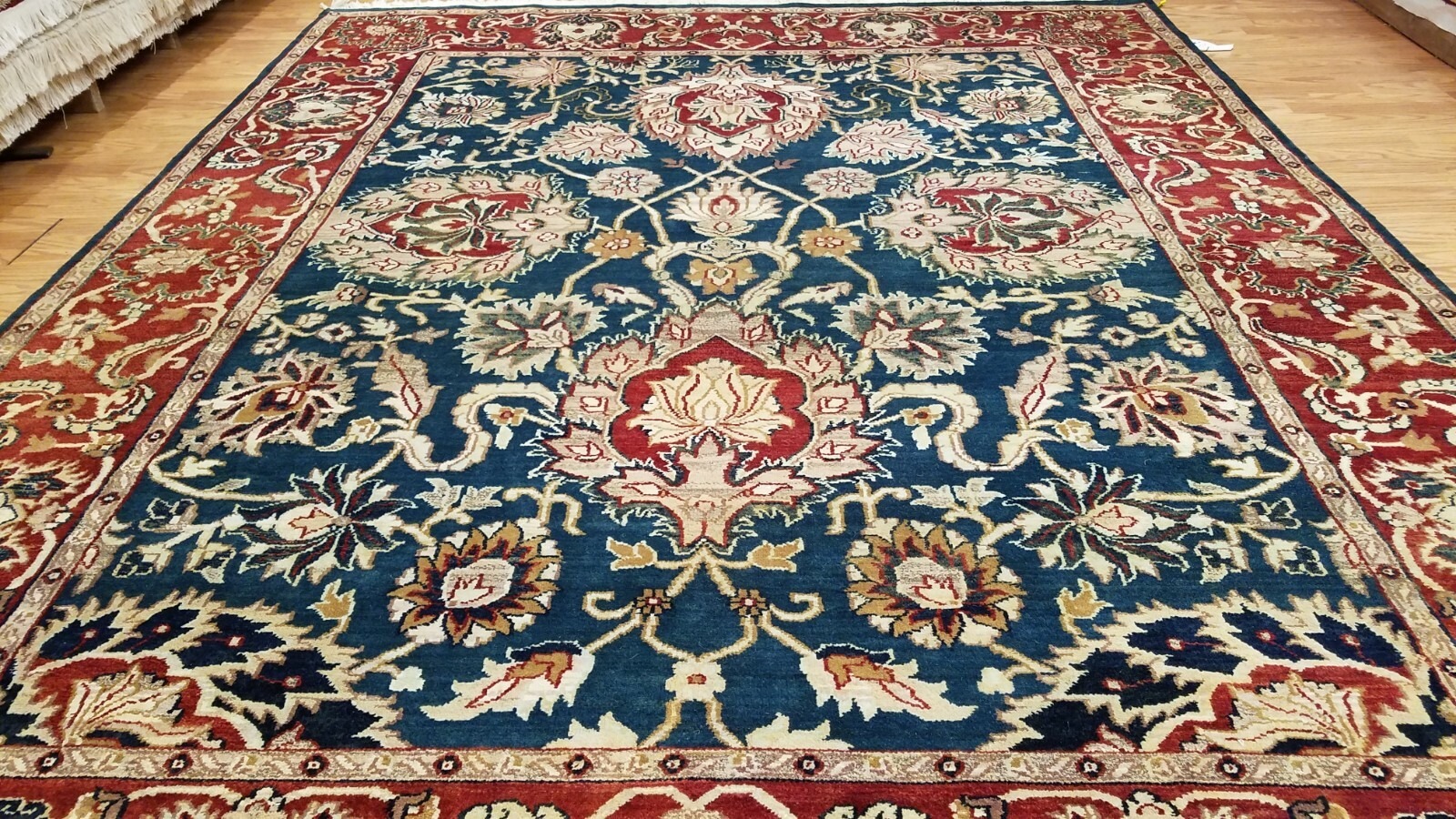 8 x 10 Royal Blue Indo Sultanabad Hand Knotted Wool Rug