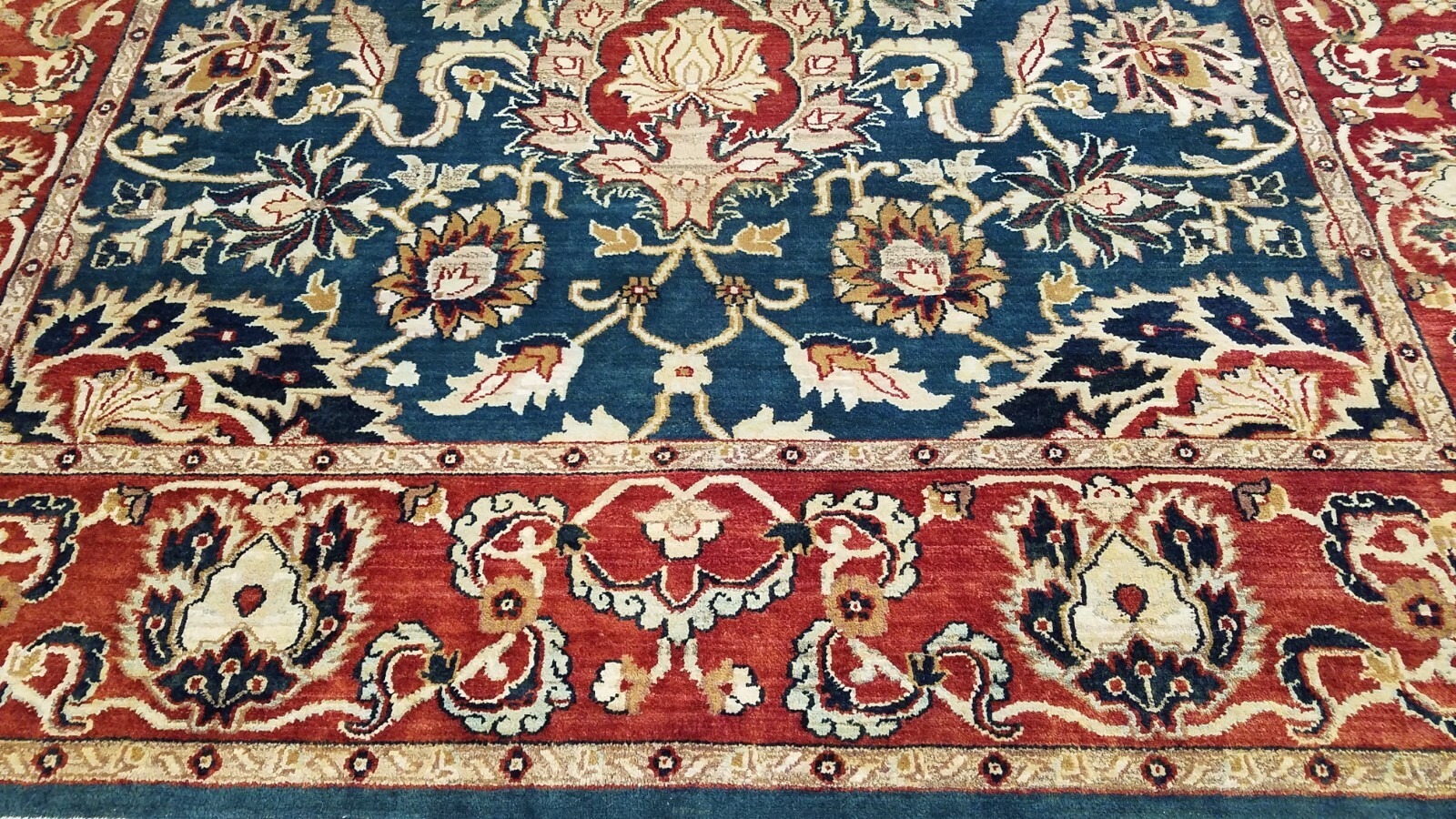 8 x 10 Royal Blue Indo Sultanabad Hand Knotted Wool Rug
