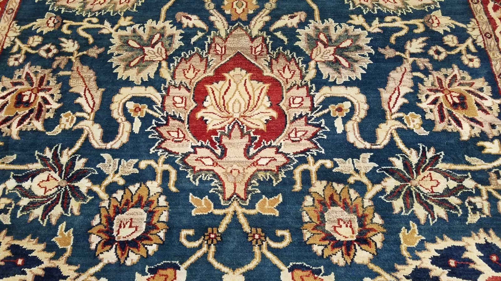8 x 10 Royal Blue Indo Sultanabad Hand Knotted Wool Rug