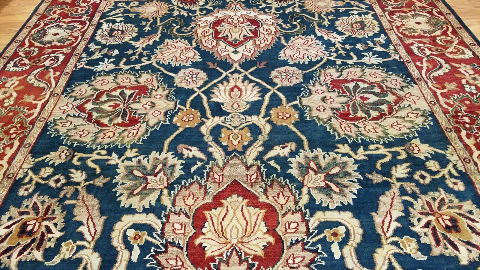 8 x 10 Royal Blue Indo Sultanabad Hand Knotted Wool Rug