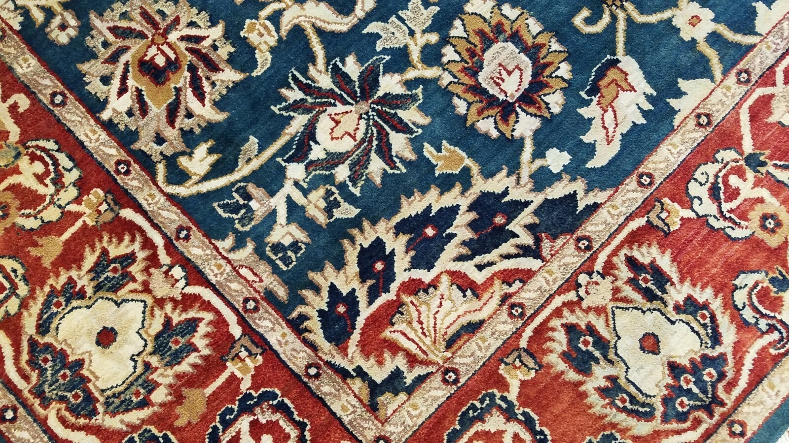 8 x 10 Royal Blue Indo Sultanabad Hand Knotted Wool Rug