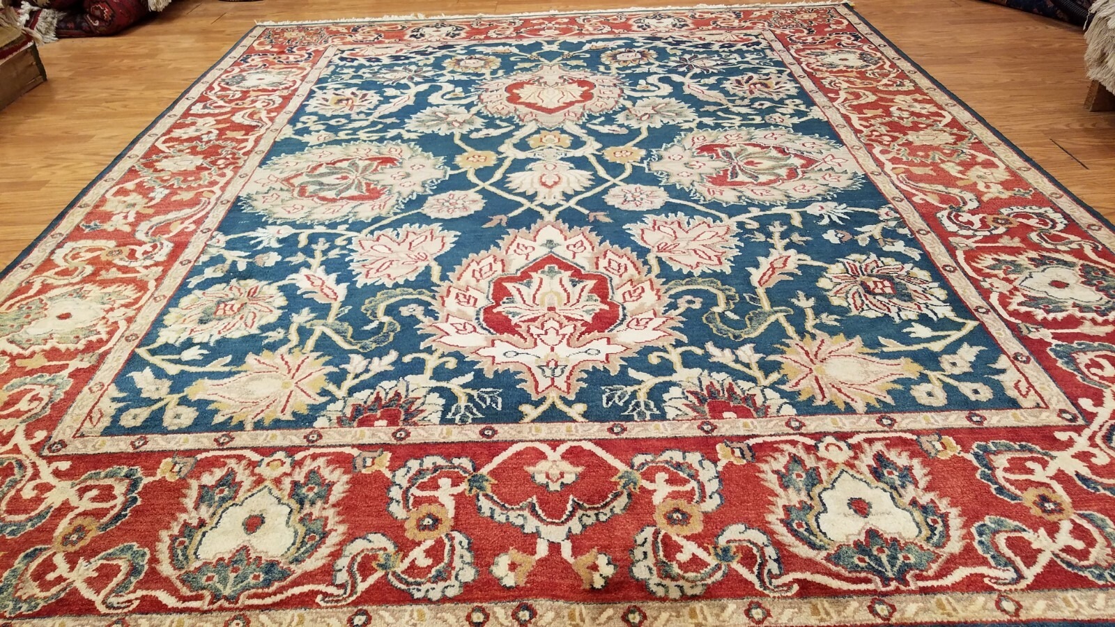 8 x 10 Royal Blue Indo Sultanabad Hand Knotted Wool Rug