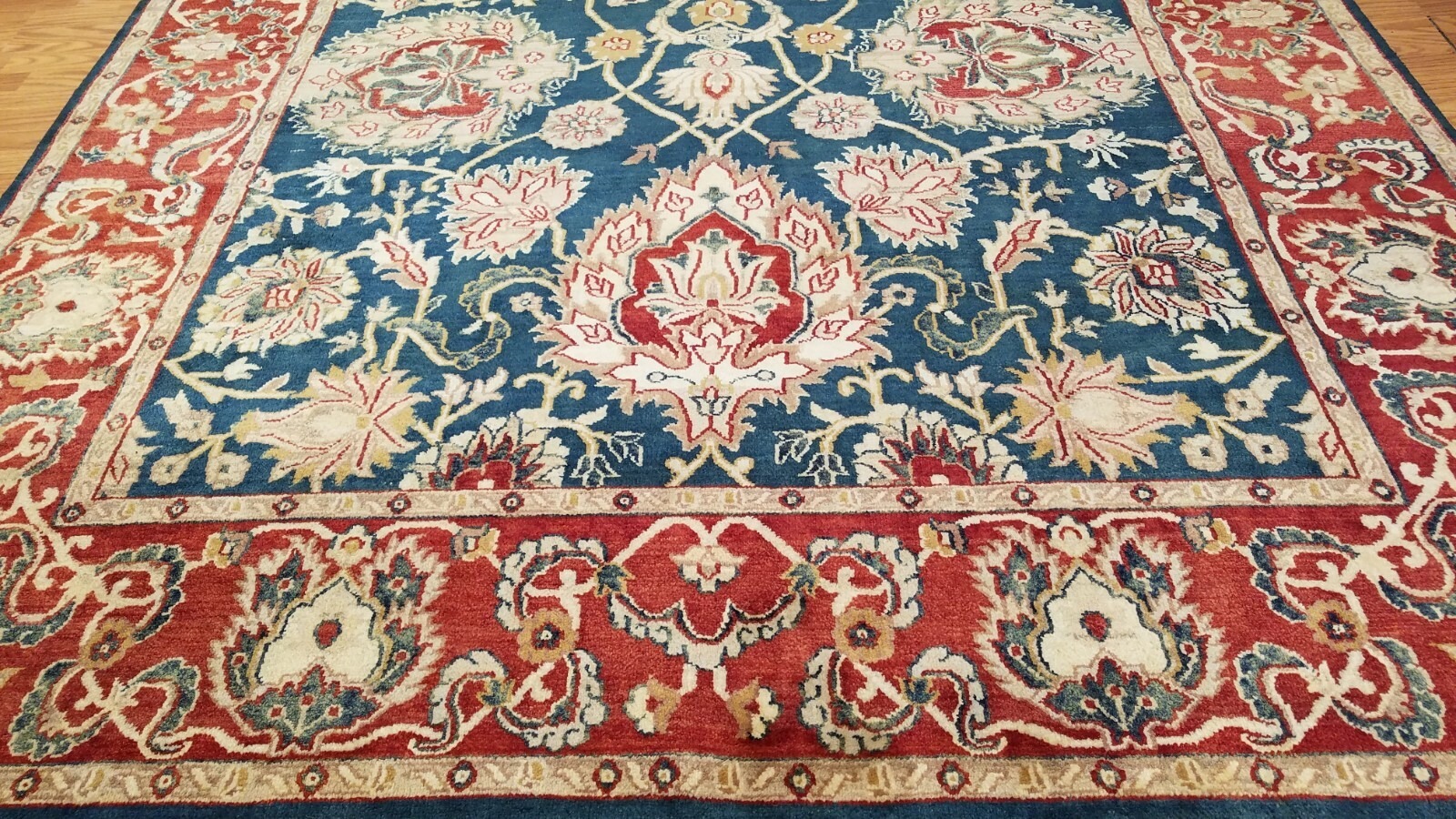 8 x 10 Royal Blue Indo Sultanabad Hand Knotted Wool Rug