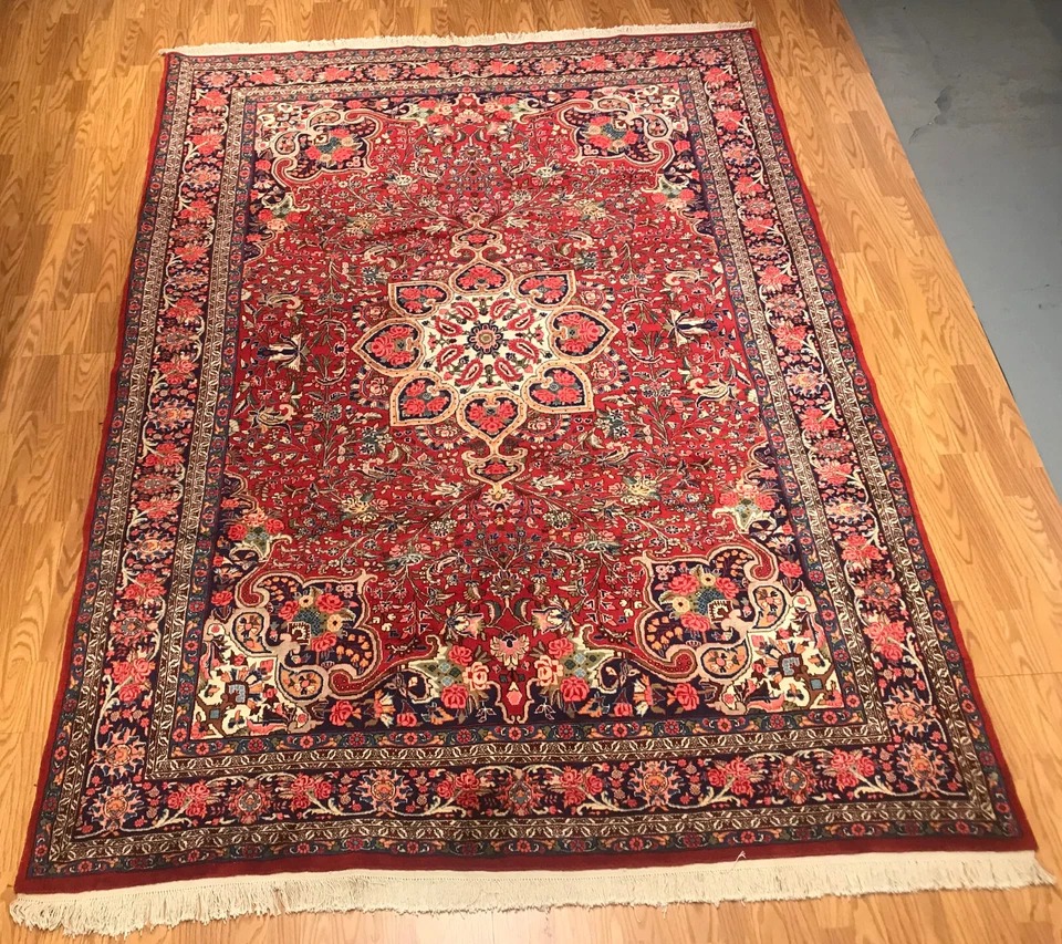 6.8 x 9.10 Vintage 100% Wool Hand Knotted Area Rug